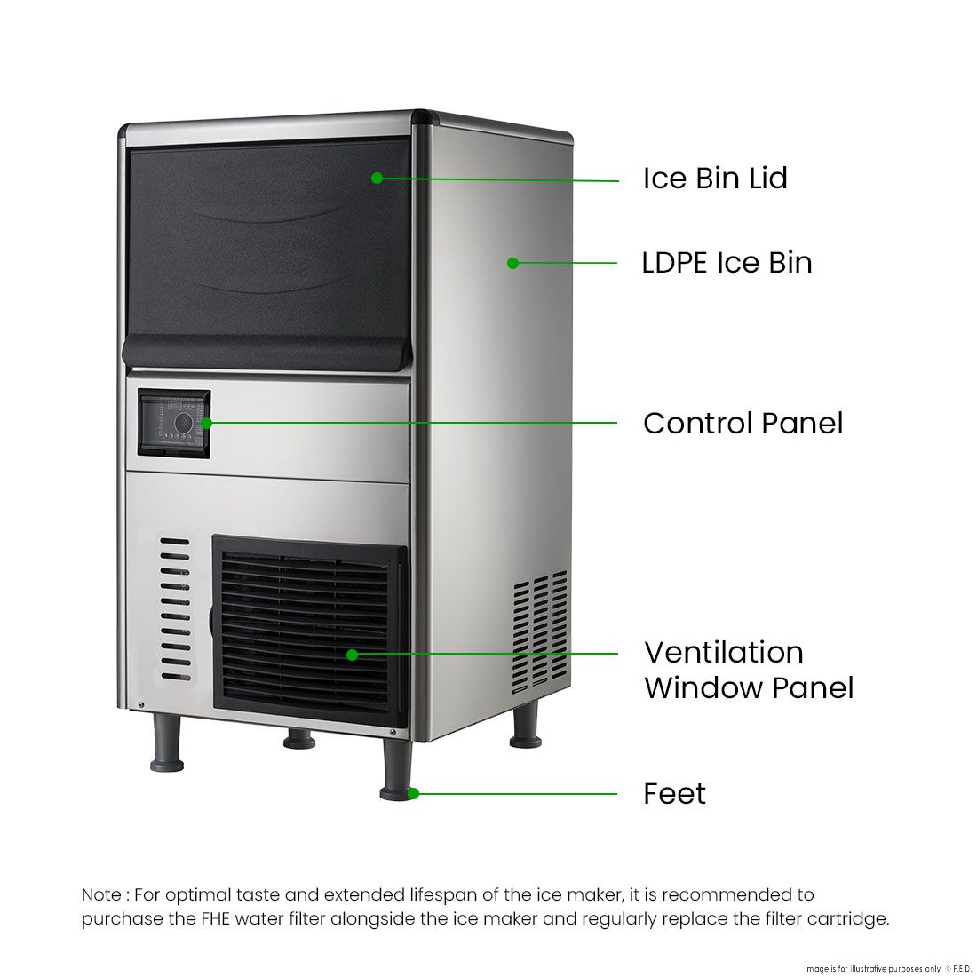 Blizzard Underbench Granular Ice Maker 60Kg - SN-068F