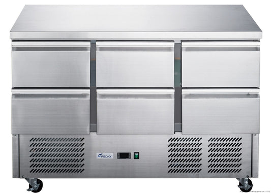 FED-X Six Drawer Compact Workbench Fridge - XGNS1300-6D