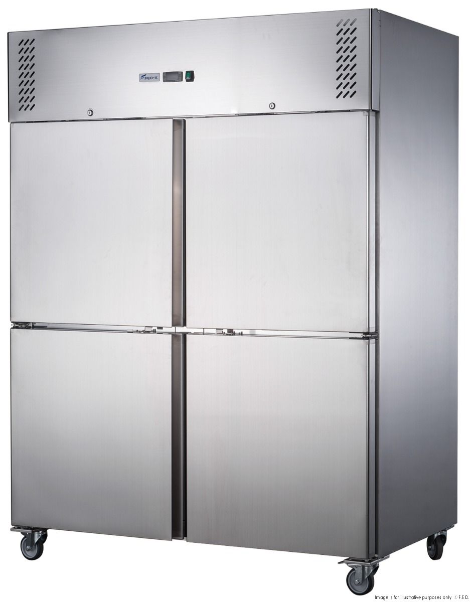 FED-X Stainless Steel Four Door Upright Fridge - XURC1200S2V