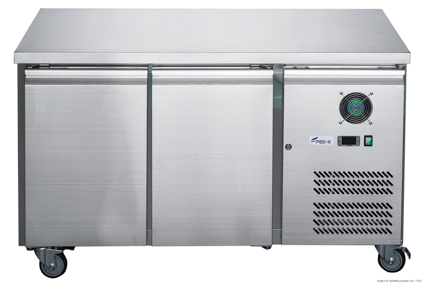 FED-X Stainless Steel Two Door Bench Fridge - XUB6C13S2V