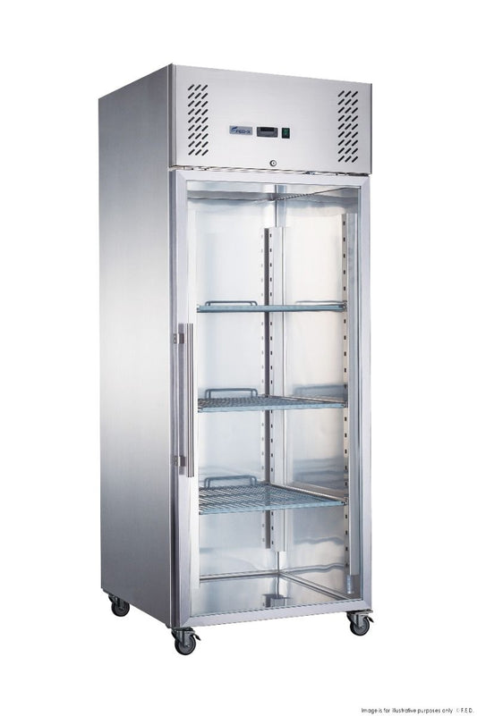FED-X Stainless Steel Full Glass Door Upright Fridge - XURC600G1V