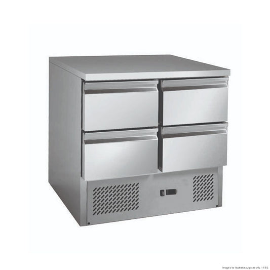 Thermaster Stainless STEEL 4 Drawers Compact Workbench Fridge - GNS900-4D