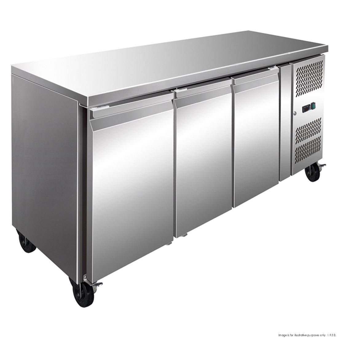 Stainless Steel Three Door Bench Fridge 231L FE3100TN