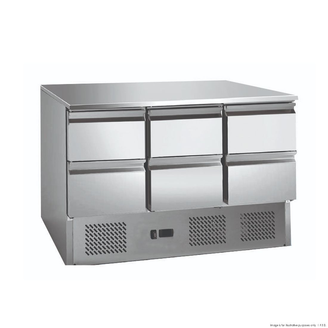 6 drawers Stainless Steel Compact Workbench Fridge - GNS1300-6D