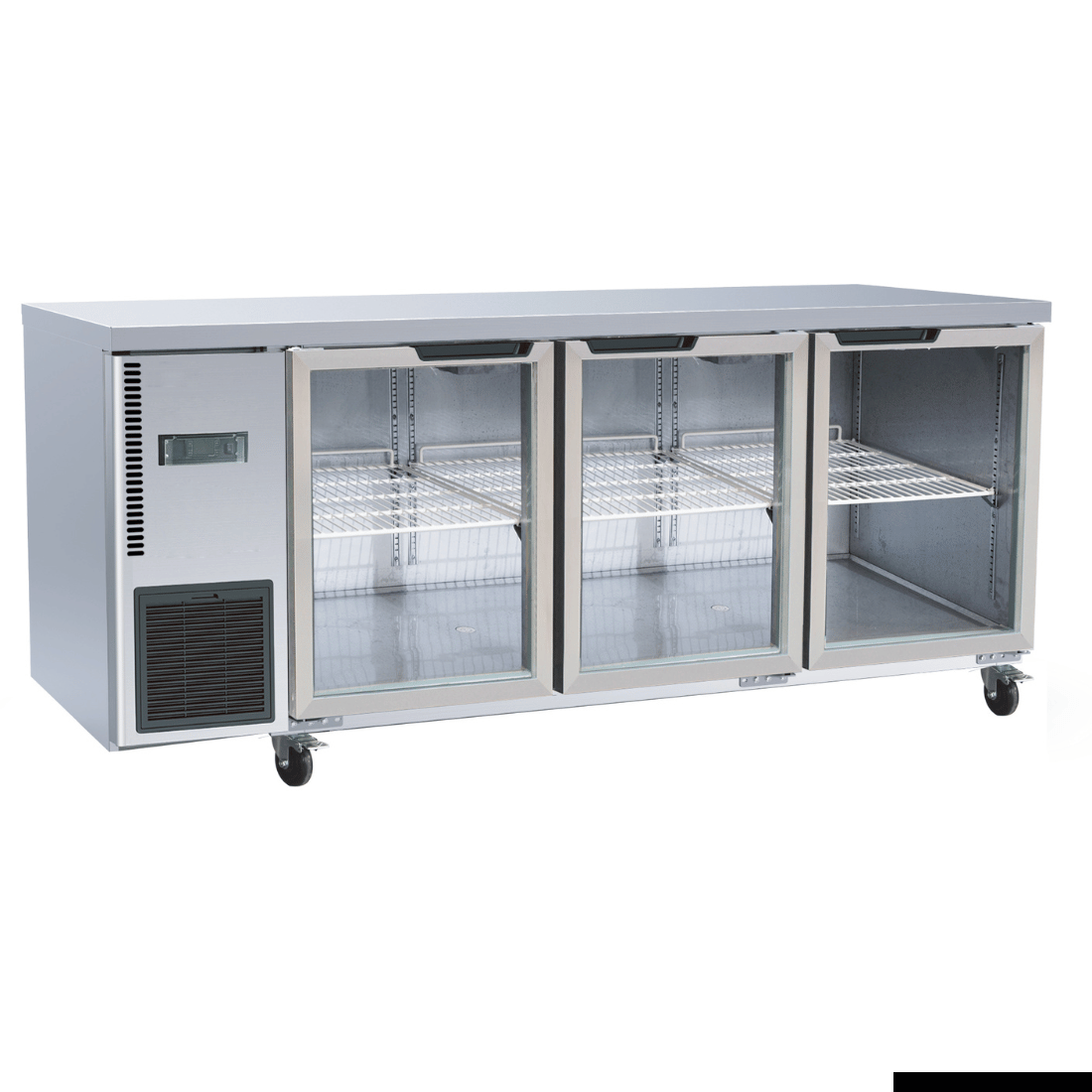 Thermaster Stainless Steel Triple Glass Door Workbench Fridge - TL1800TNG-3D