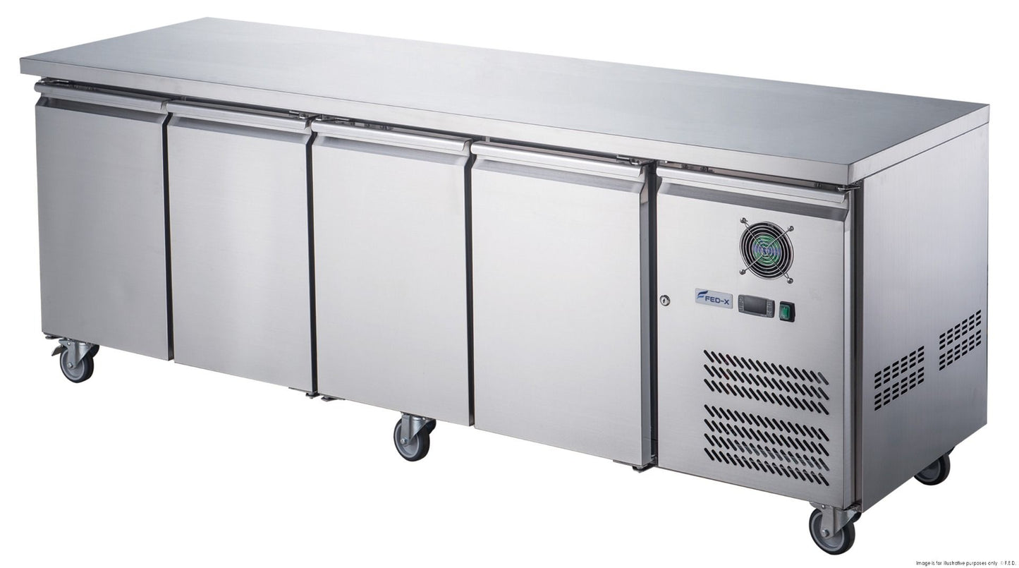 FED-X Stainless Steel Four Door Bench Fridge - XUB7C22S4V