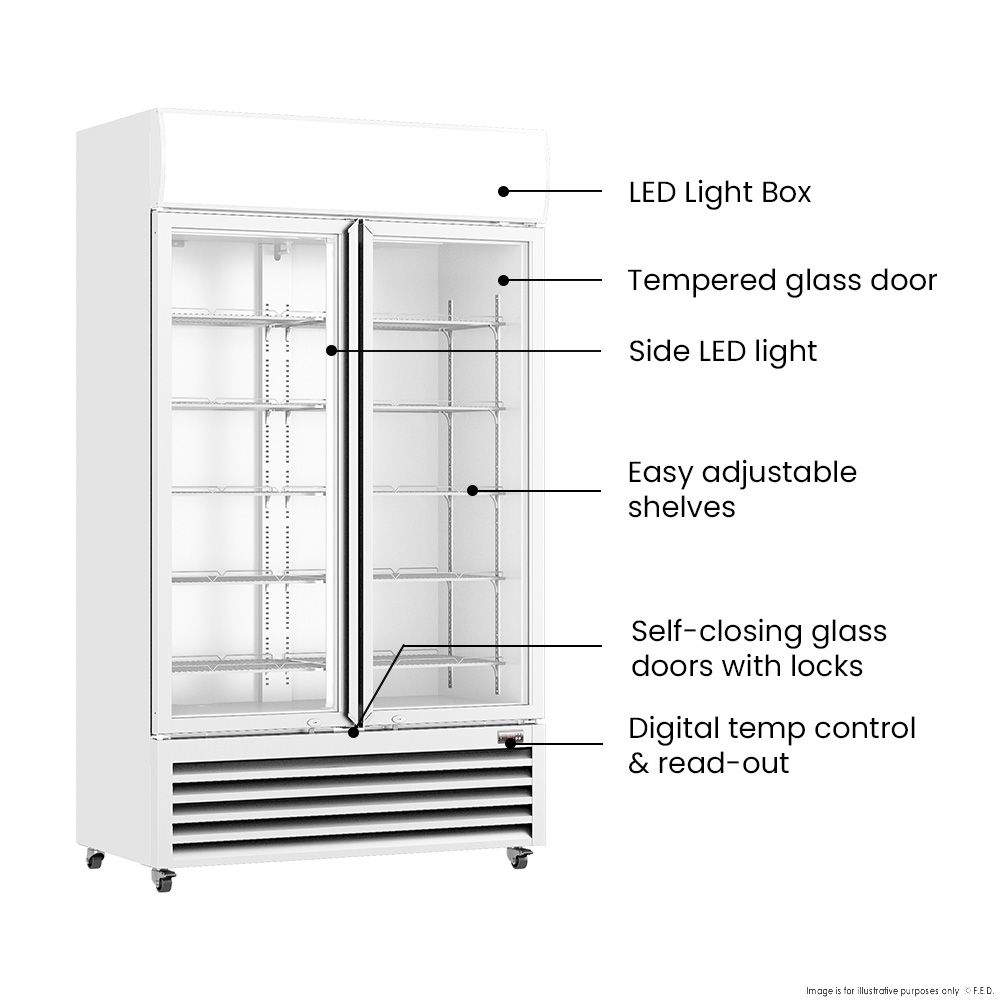 Thermaster Two Glass Door Colourbond Upright Drink Fridge - LG-730P