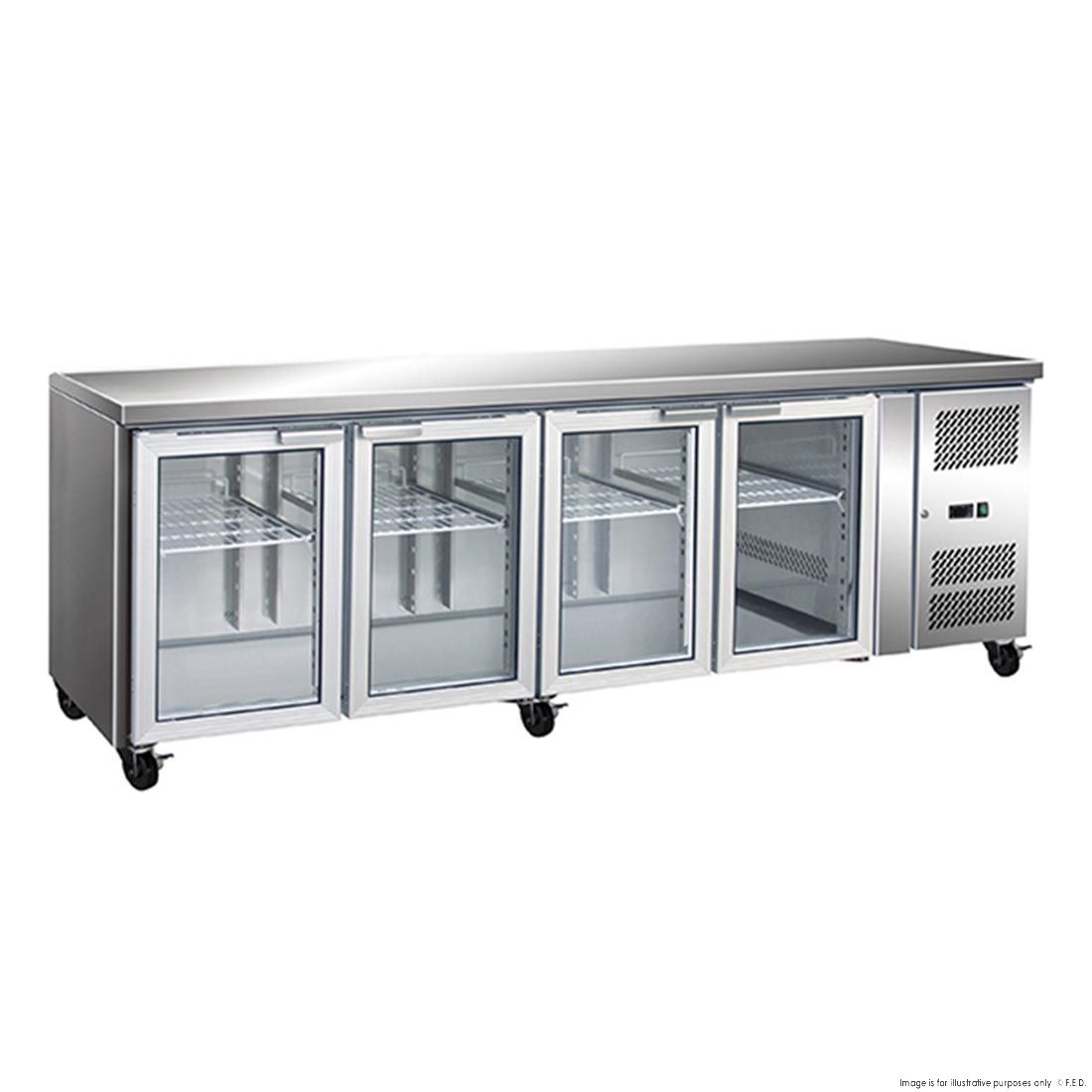Thermaster 4 Glass Door Gastronorm Bench Fridge GN4100TNG