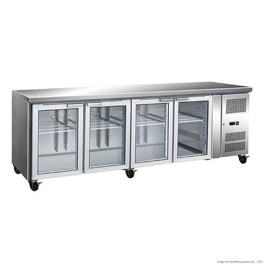 Thermaster 4 Glass Door Gastronorm Bench Fridge GN4100TNG
