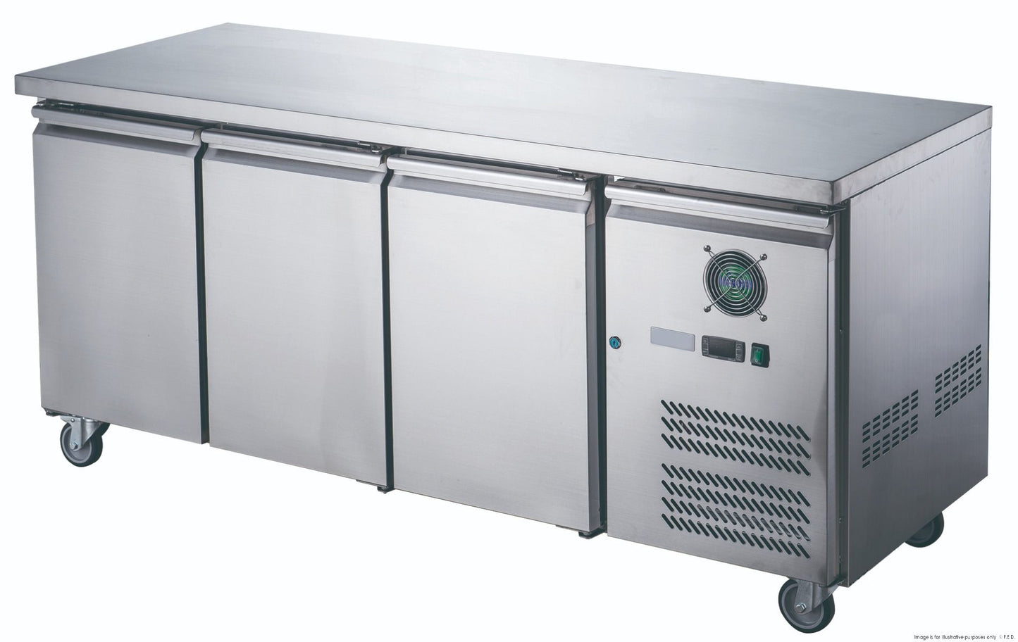 FED-X Stainless Steel Three Door Bench Fridge - XUB7C18S3V