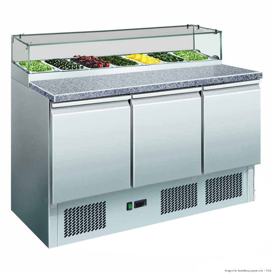 Thermaster Three Door Salad Marble Prep Top - XGNS1300E