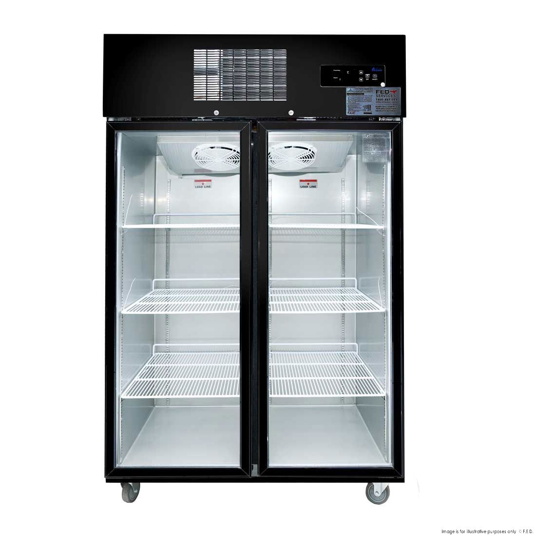 Thermaster Tropicalised Double Door Upright Display Fridge (Black) - SUCG1000B