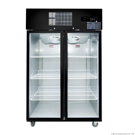 Thermaster Tropicalised Double Door Upright Display Fridge (Black) - SUCG1000B