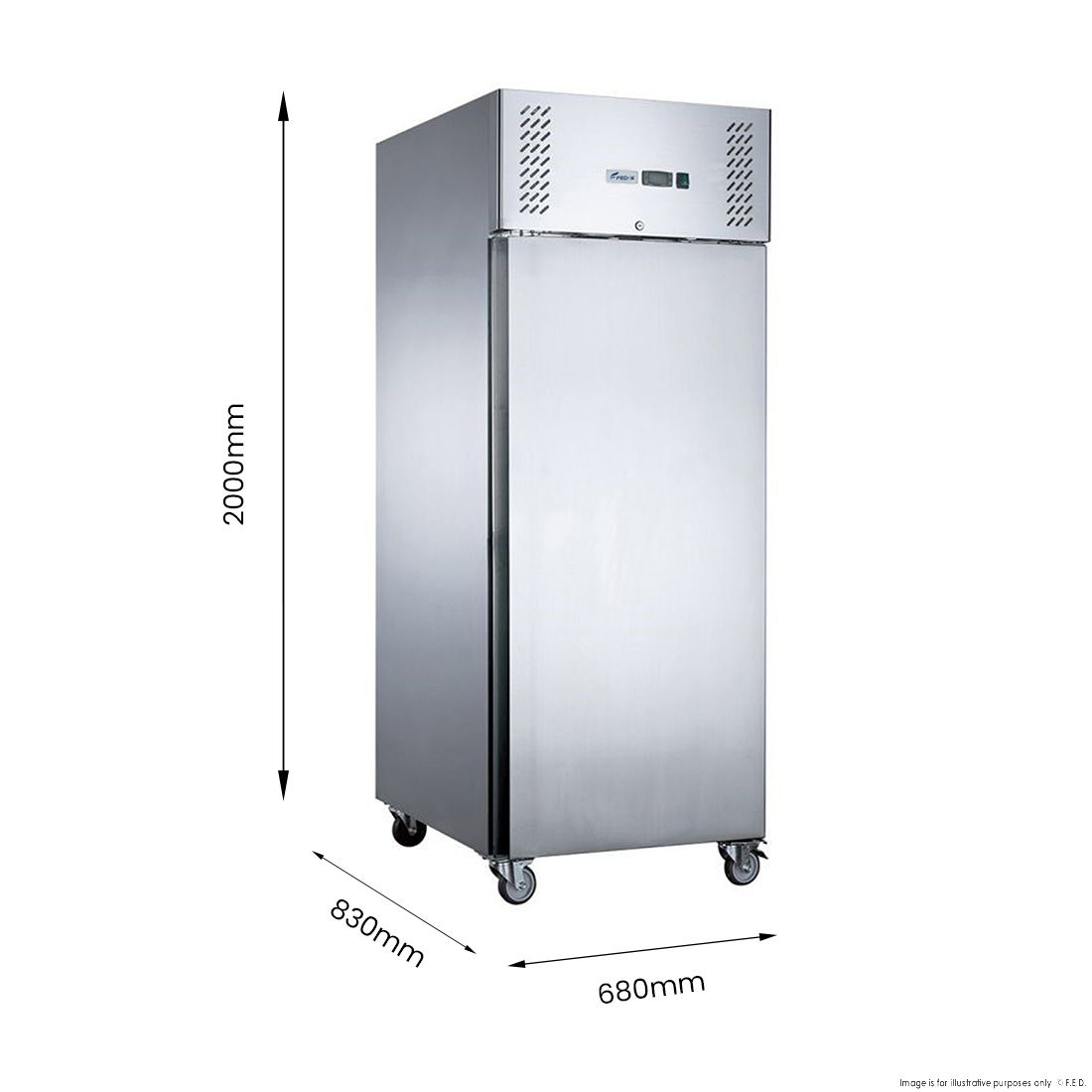 FED-X Stainless Steel Single Door Upright Fridge - XURC650SFV