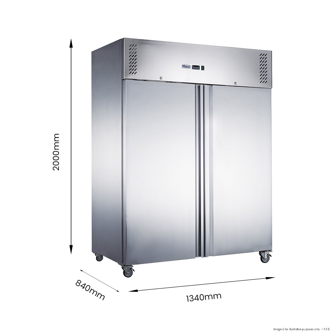 FED-X Stainless Steel Two Full Door Upright Fridge - XURC1200SFV
