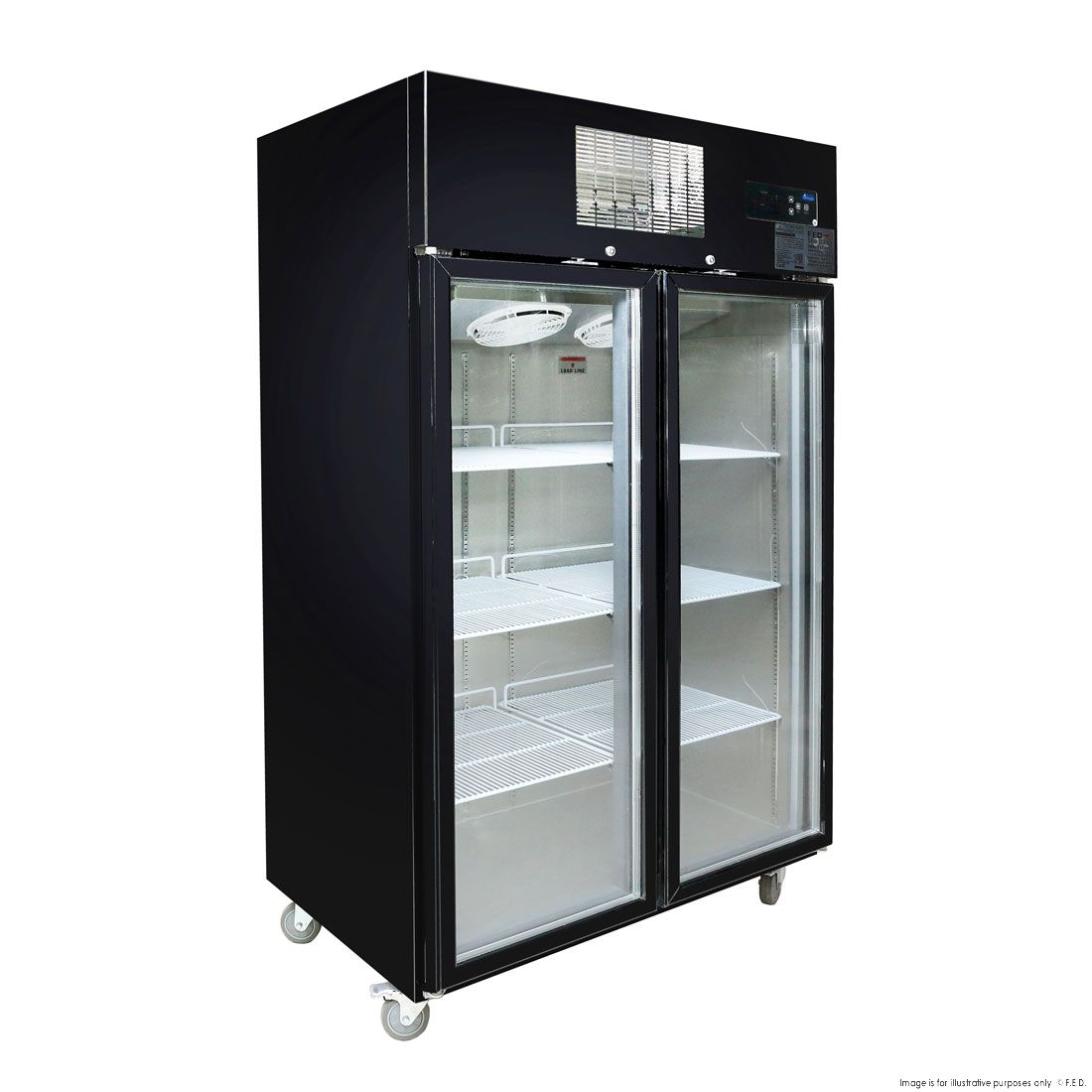 Thermaster Tropicalised Double Door Upright Display Fridge (Black) - SUCG1000B